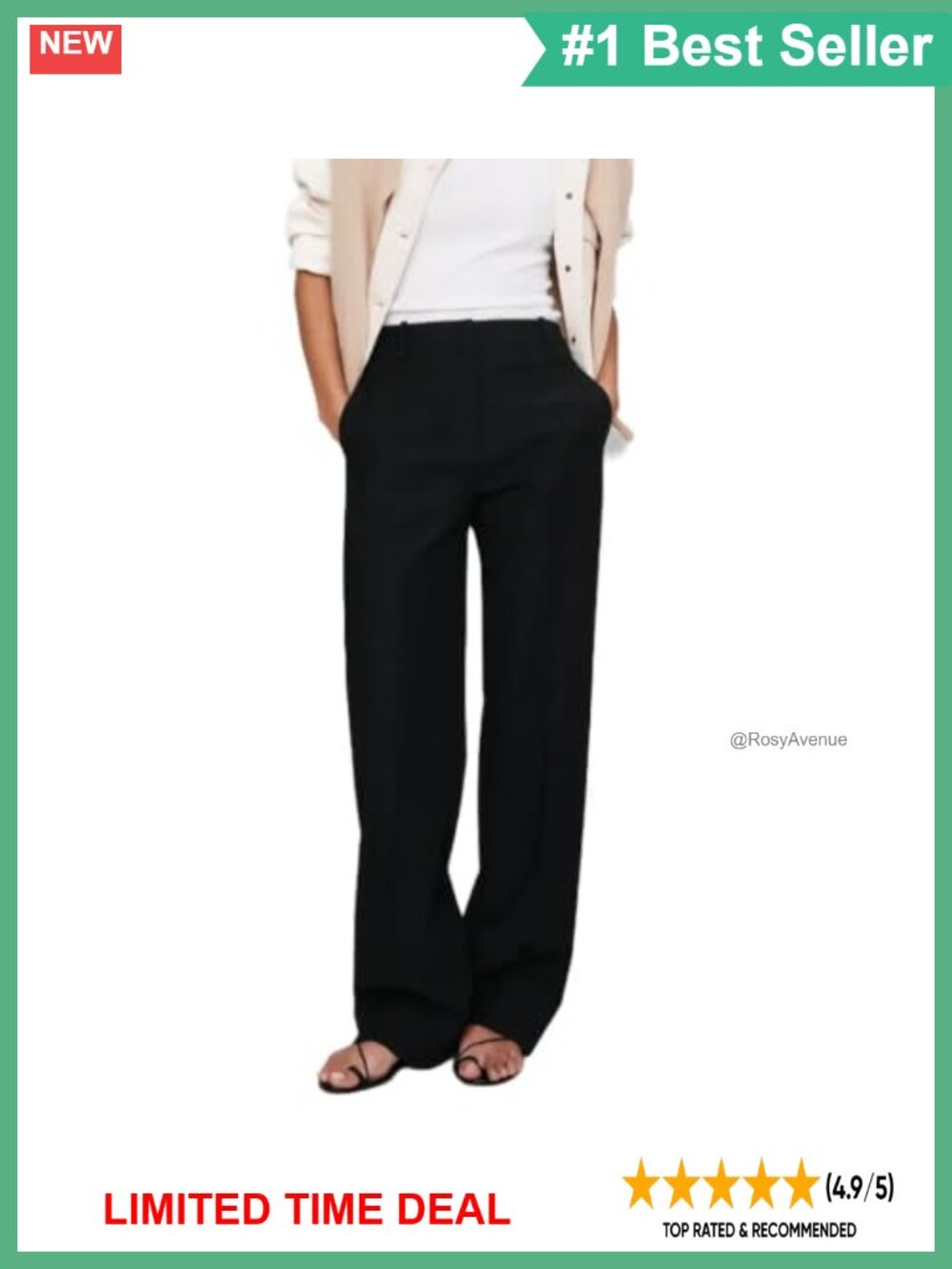 High-Rise Modern Straight City Stretch Pants Business Casual Slacks
